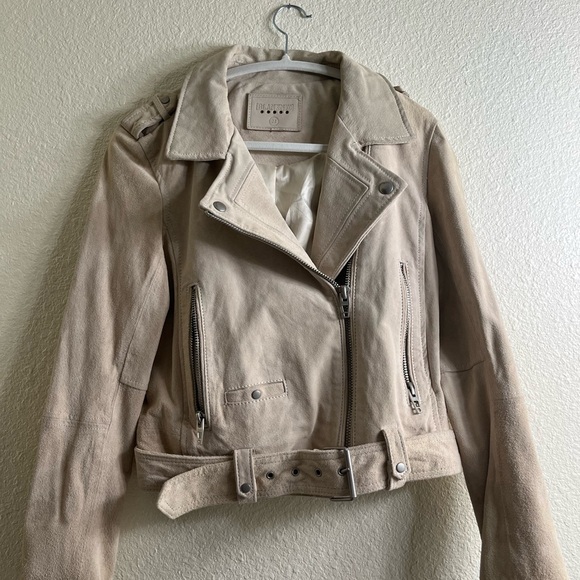 Blanknyc Suede Moto Jacket Medium Leather Sand Tan Biker Cropped whimsygoth Rock - Picture 2 of 16